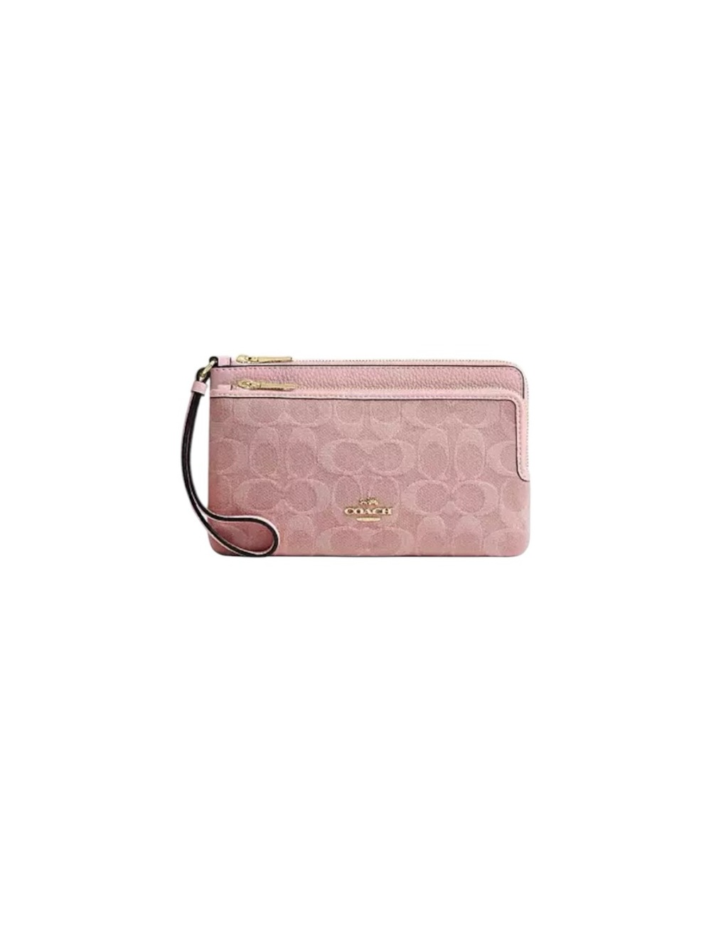 COACH Double Zip Wallet in Pink Signature Denim NWT